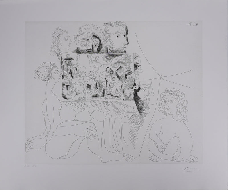 Pablo PICASSO : Les 156, Peinture Autoportrait-devinette, Gravure originale signée