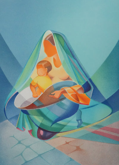 Janick LEDERLE : Maternité, Lithographie originale signée