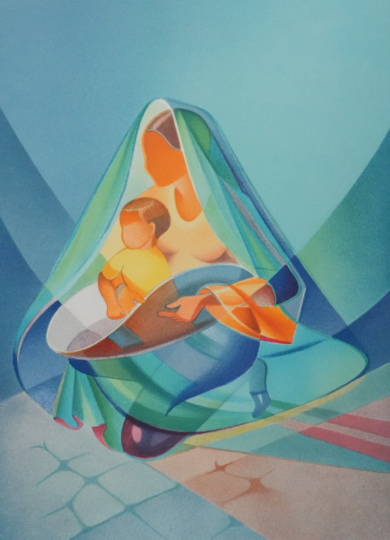 Janick LEDERLE : Maternité, Lithographie originale signée