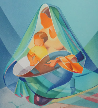 Janick LEDERLE : Maternité, Lithographie originale signée