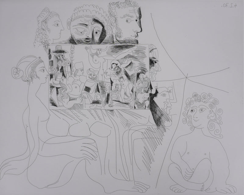 Pablo PICASSO : Les 156, Peinture Autoportrait-devinette, Gravure originale signée