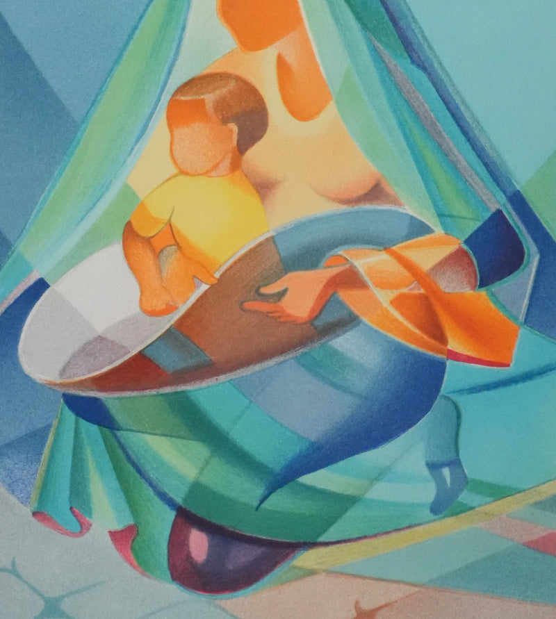 Janick LEDERLE : Maternité, Lithographie originale signée