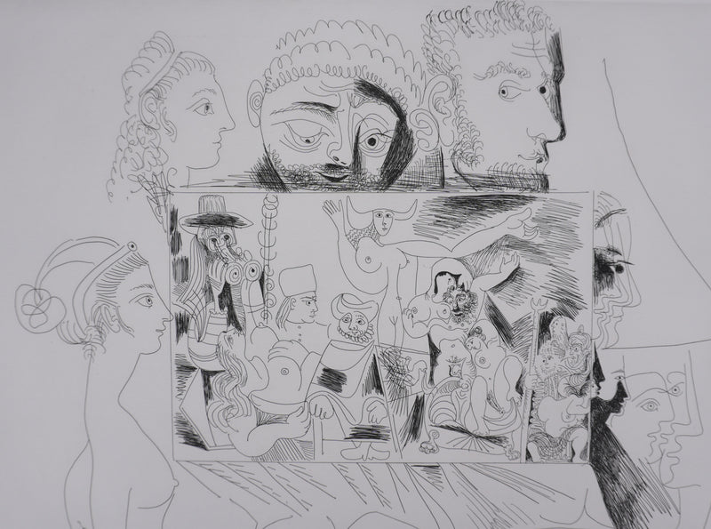 Pablo PICASSO : Les 156, Peinture Autoportrait-devinette, Gravure originale signée