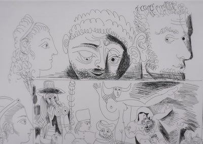 Pablo PICASSO : Les 156, Peinture Autoportrait-devinette, Gravure originale signée