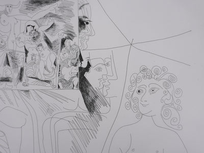 Pablo PICASSO : Les 156, Peinture Autoportrait-devinette, Gravure originale signée