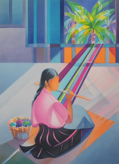 Janick LEDERLE : La joueuse de flûte, Lithographie originale signée