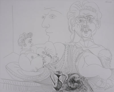 Pablo PICASSO : Les 156, Vieux modèle pour jeune odalisque, Gravure originale signée