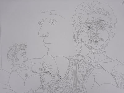 Pablo PICASSO : Les 156, Vieux modèle pour jeune odalisque, Gravure originale signée