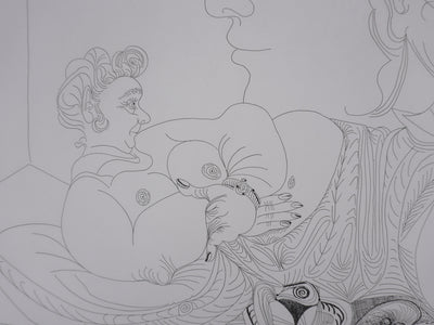 Pablo PICASSO : Les 156, Vieux modèle pour jeune odalisque, Gravure originale signée