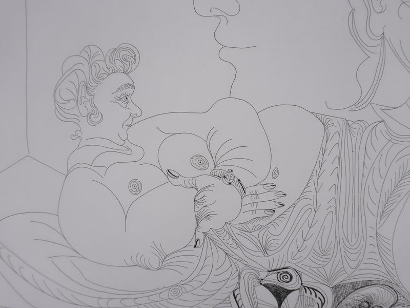 Pablo PICASSO : Les 156, Vieux modèle pour jeune odalisque, Gravure originale signée