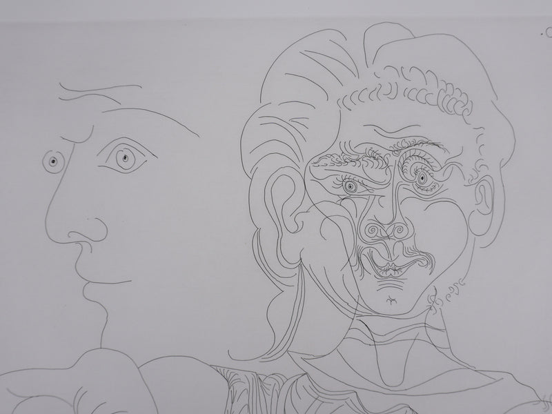 Pablo PICASSO : Les 156, Vieux modèle pour jeune odalisque, Gravure originale signée