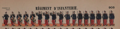 Imagerie D'Epinal : L'armée française, régiment d'infanterie, Gravure originale