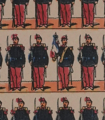 Imagerie D'Epinal : L'armée française, régiment d'infanterie, Gravure originale