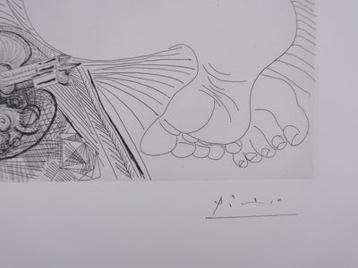 Pablo PICASSO : Les 156, Vieux modèle pour jeune odalisque, Gravure originale signée