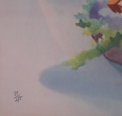 Janick LEDERLE : Femme au parapluie, Lithographie originale signée