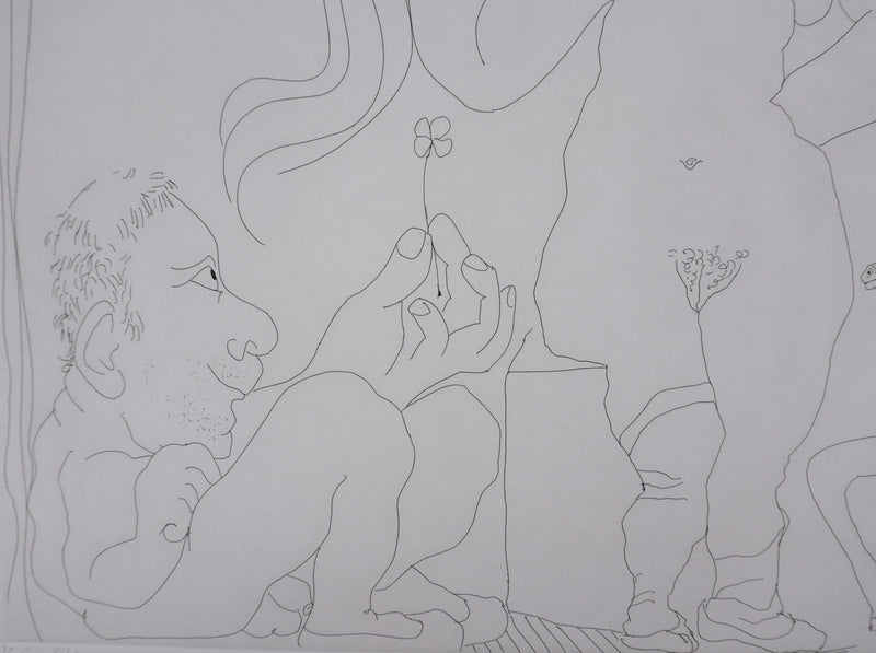 Pablo PICASSO : Les 156, Le Trèfle à quatre feuilles, Gravure originale signée