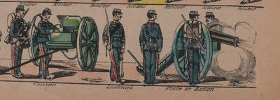 Imagerie D'Epinal : L'armée française, régiment d'artillerie, Gravure originale