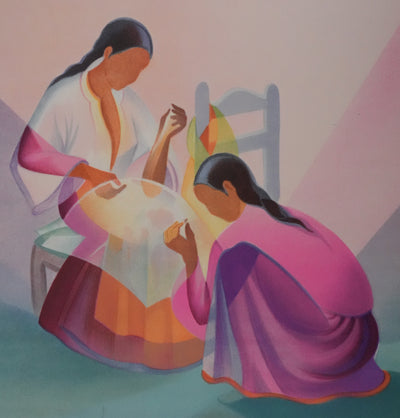 Janick LEDERLE : Les couturières, Lithographie originale signée