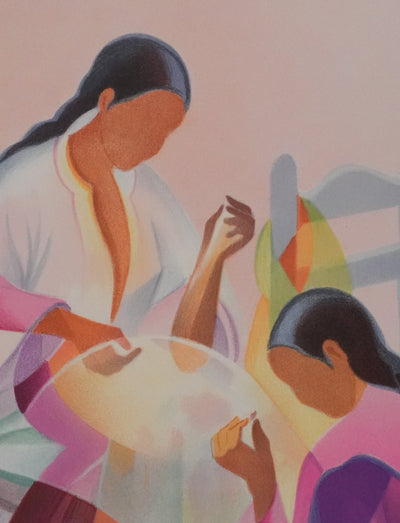 Janick LEDERLE : Les couturières, Lithographie originale signée