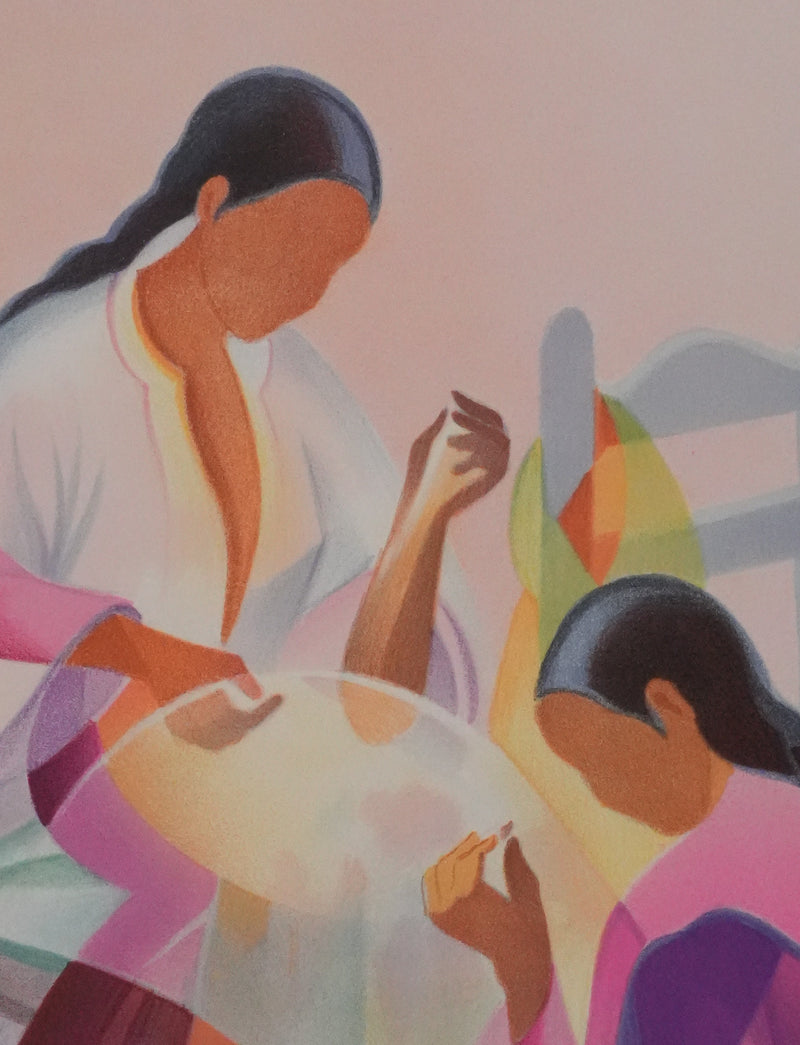 Janick LEDERLE : Les couturières, Lithographie originale signée