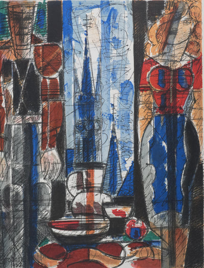 Marcel GROMAIRE : Portrait des amants en intérieur, Lithographie originale (photo de détail 2) - Crédit photo : Galerie Art.Paris