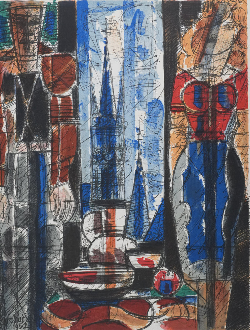 Marcel GROMAIRE : Portrait des amants en intérieur, Lithographie originale (photo de détail 2) - Crédit photo : Galerie Art.Paris