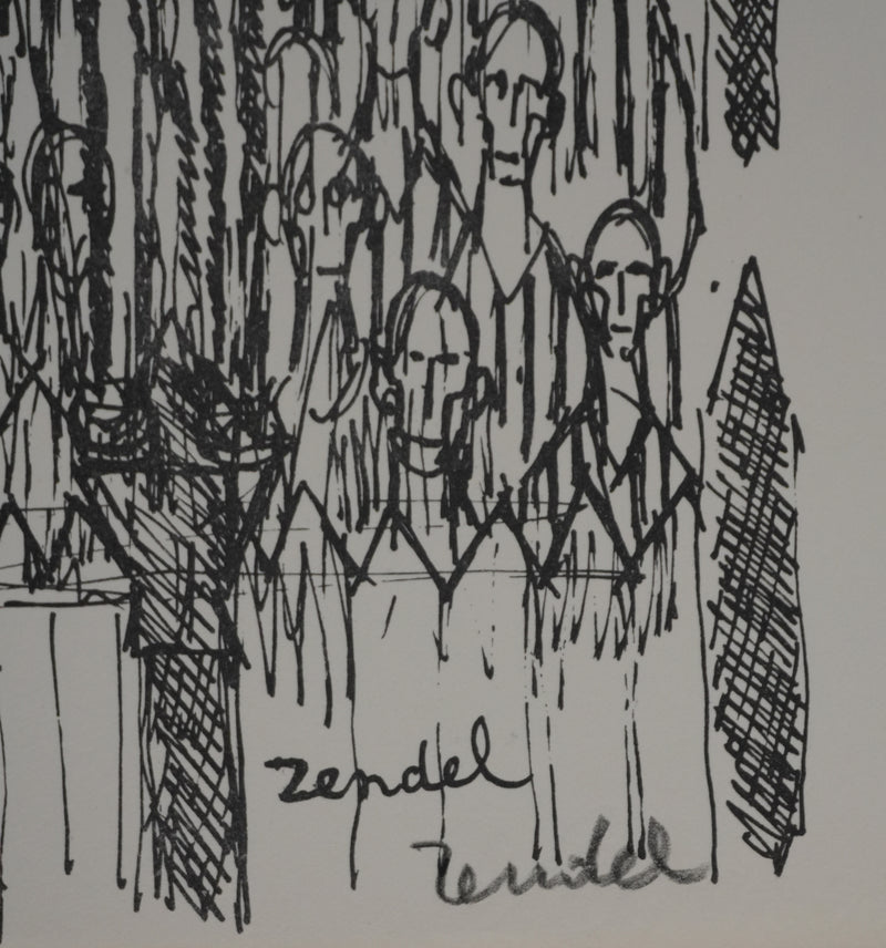 Gabriel ZENDEL : La foule, Gravure signée