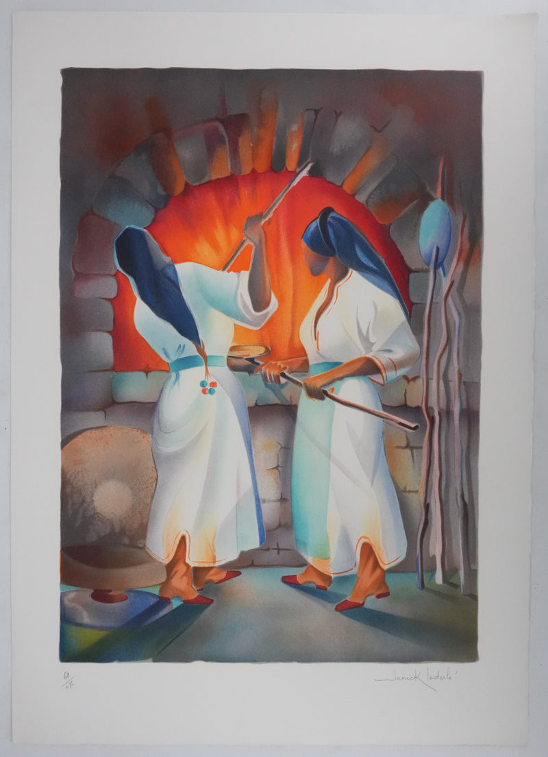 Janick LEDERLE : Les cuisinières, Lithographie originale signée