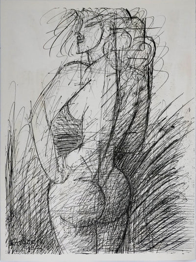 Marcel GROMAIRE : Nu féminin de dos, Lithographie originale (vue générale) - Crédit photo : Galerie Art.Paris