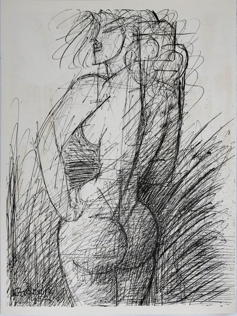 Marcel GROMAIRE : Nu féminin de dos, Lithographie originale (vue générale) - Crédit photo : Galerie Art.Paris