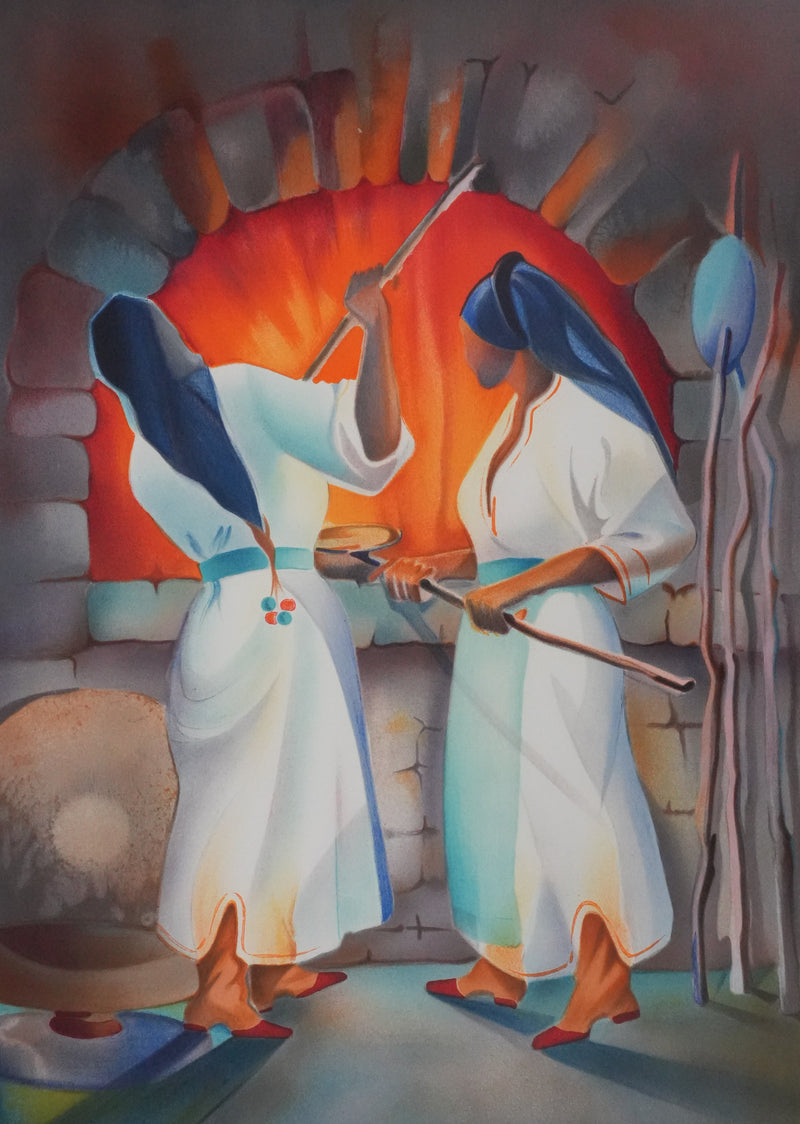 Janick LEDERLE : Les cuisinières, Lithographie originale signée