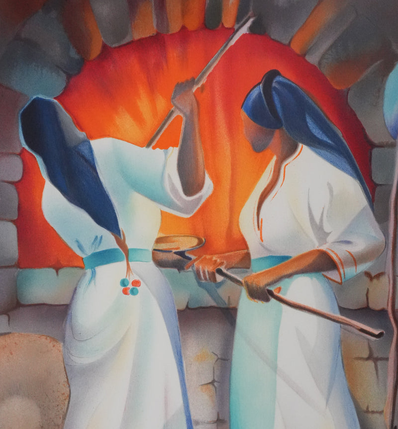 Janick LEDERLE : Les cuisinières, Lithographie originale signée