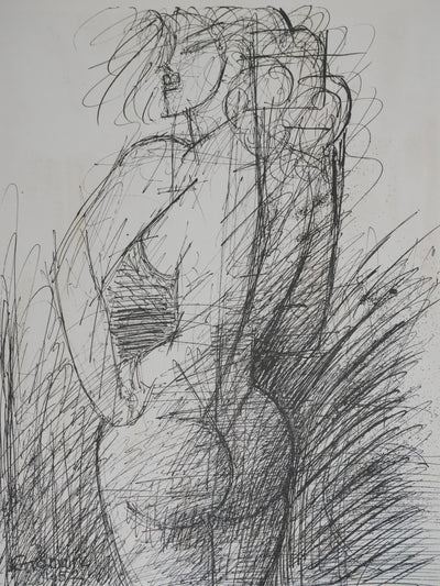 Marcel GROMAIRE : Nu féminin de dos, Lithographie originale (photo de détail 2) - Crédit photo : Galerie Art.Paris