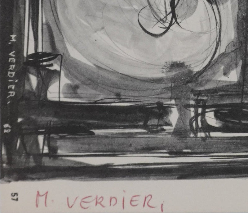 Maurice VERDIER : Nature morte abstraite, Gravure signée