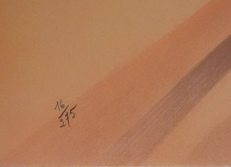 Janick LEDERLE : Silhouettes dans le désert, Lithographie originale signée