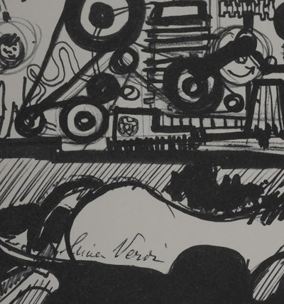Lucien VERDI : Les animaux en course, Gravure signée