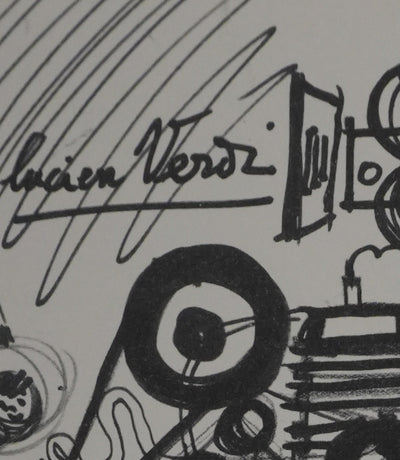 Lucien VERDI : Les animaux en course, Gravure signée
