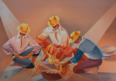 Janick LEDERLE : Le travail du pêcheur, Lithographie originale signée