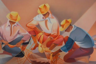 Janick LEDERLE : Le travail du pêcheur, Lithographie originale signée