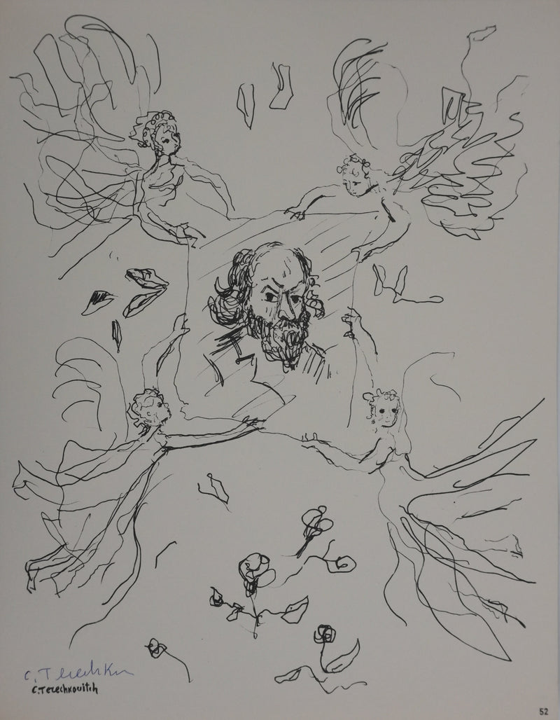 Kostia TERECHKOVITCH : Les anges, Gravure signée