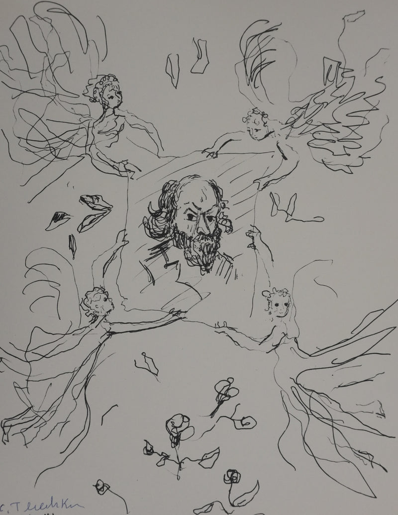 Kostia TERECHKOVITCH : Les anges, Gravure signée