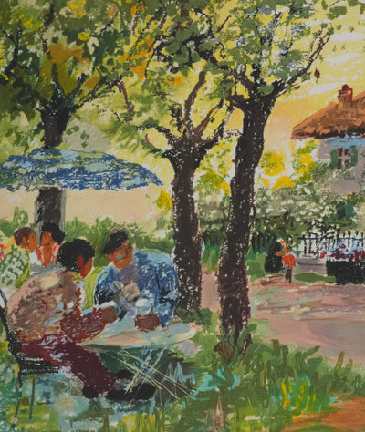 Yvonne CHEFFER DELOUIS : L'heure du thé, Lithographie originale signée