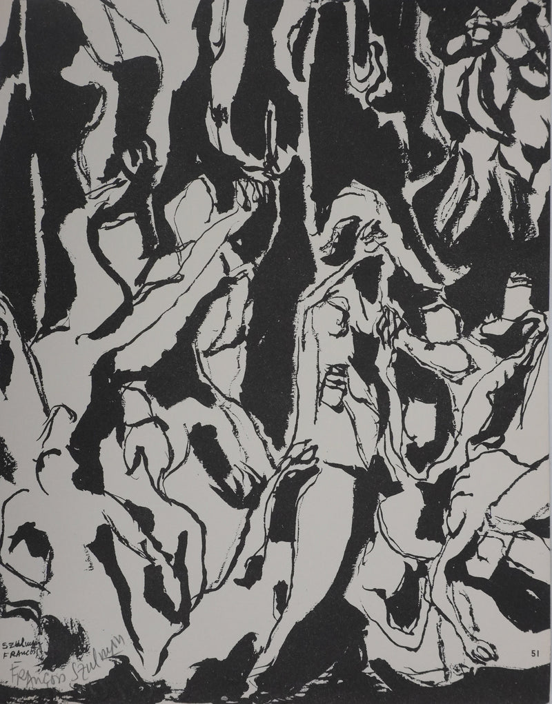 François SZULMAN : Silhouettes dans la pénombre, Gravure signée