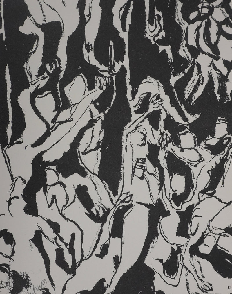François SZULMAN : Silhouettes dans la pénombre, Gravure signée