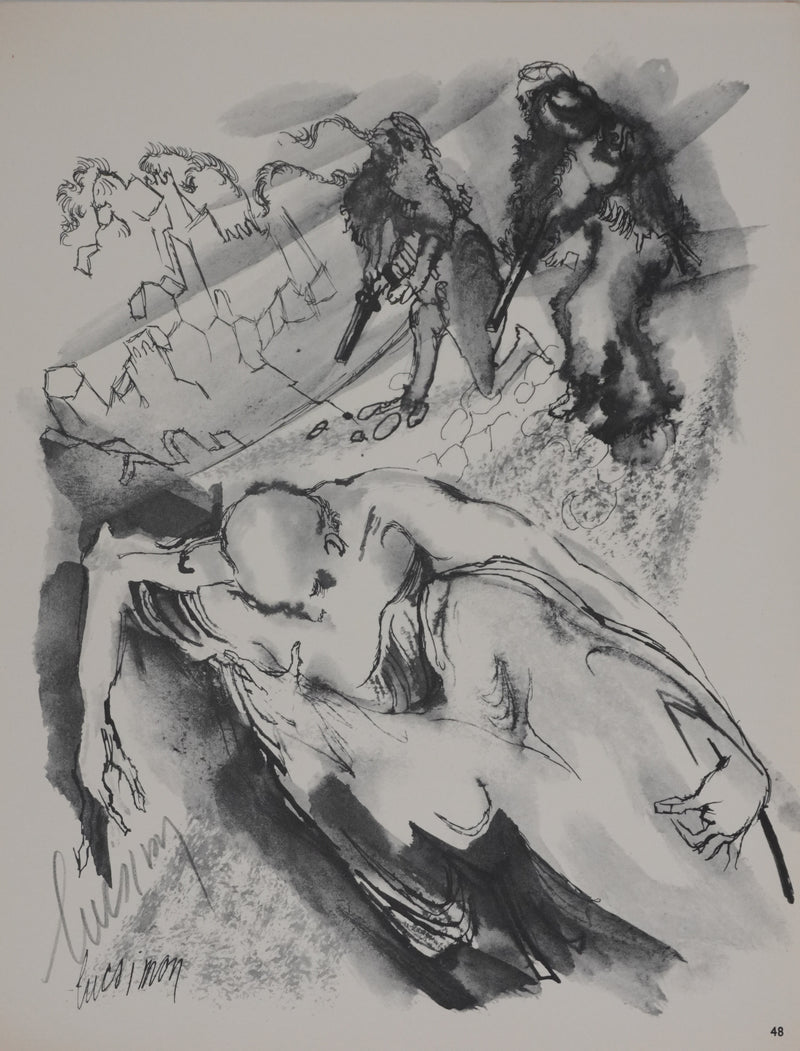 Luc SIMON : La chasse, Gravure signée