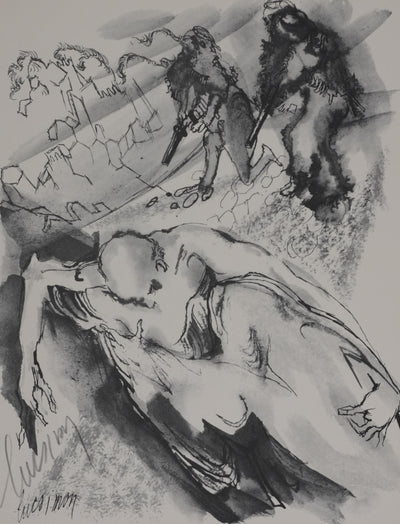 Luc SIMON : La chasse, Gravure signée