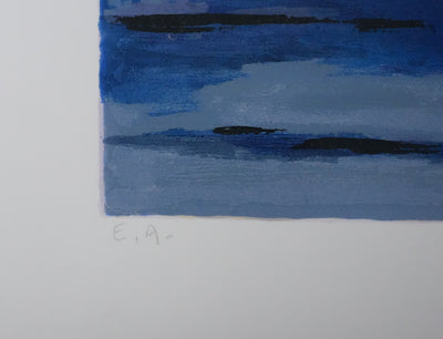 Michel HENRY : Nature morte bleutée, Sérigraphie originale signée