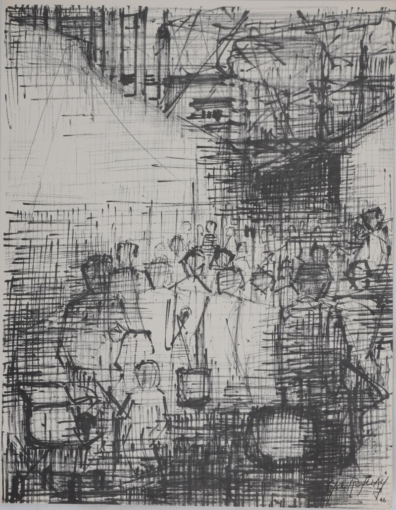 Gaëtan DE ROSNAY : Le rassemblement, Gravure signée