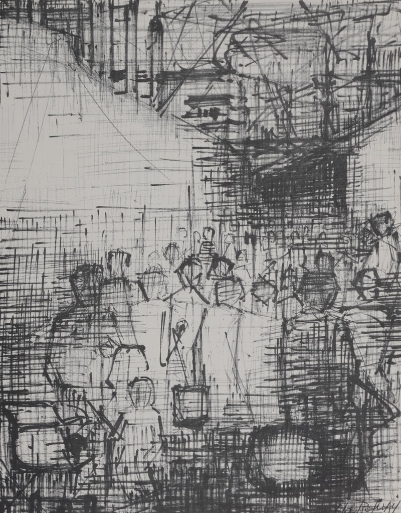 Gaëtan DE ROSNAY : Le rassemblement, Gravure signée