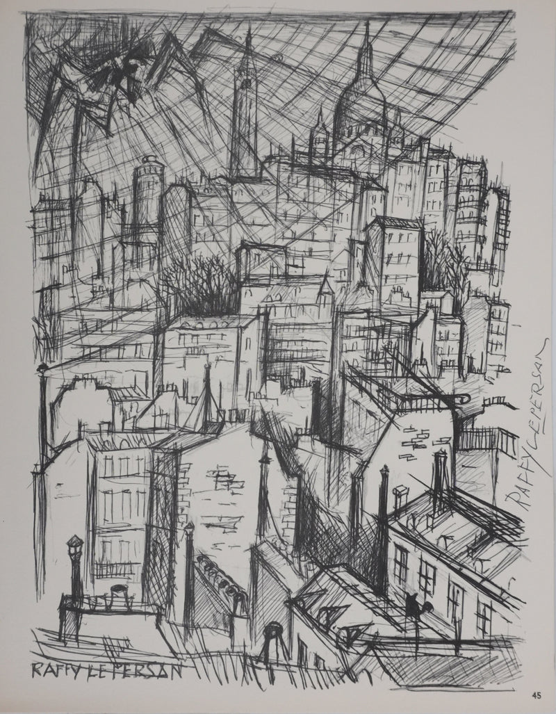 Jean Raffy LE PERSAN : Le village, Gravure signée